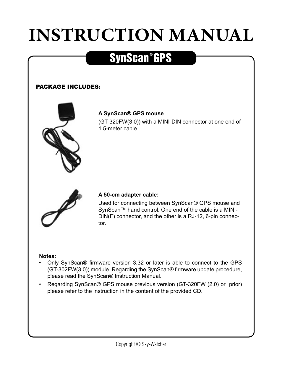 Sky-Watcher SYNSCAN GPS User Manual | 5 pages