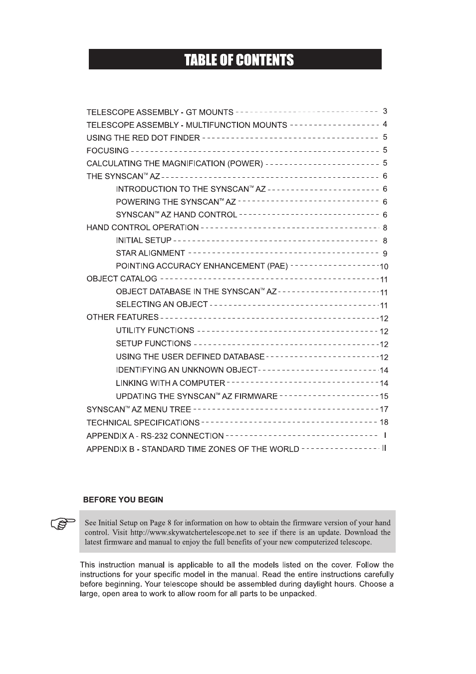 Sky-Watcher AZ114 MOUNT User Manual | Page 2 / 22