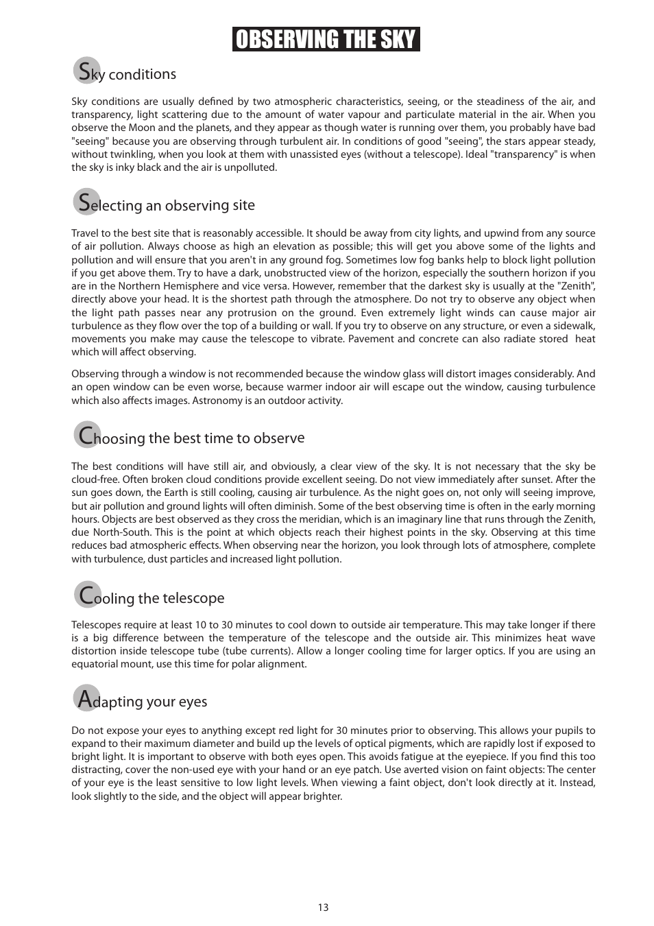 13_english, Observing the sky | Sky-Watcher AZ3 MOUNT User Manual | Page 13 / 16