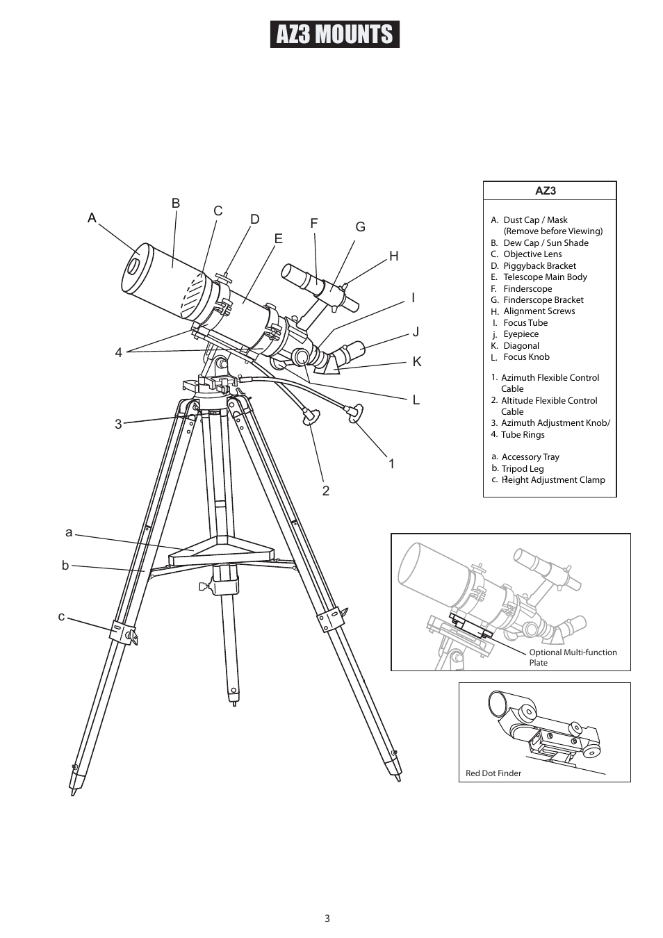 3_english, Az3 mounts, Hi j k 1 2 4 3 a b c | Sky-Watcher AZ3 MOUNT User Manual | Page 3 / 16