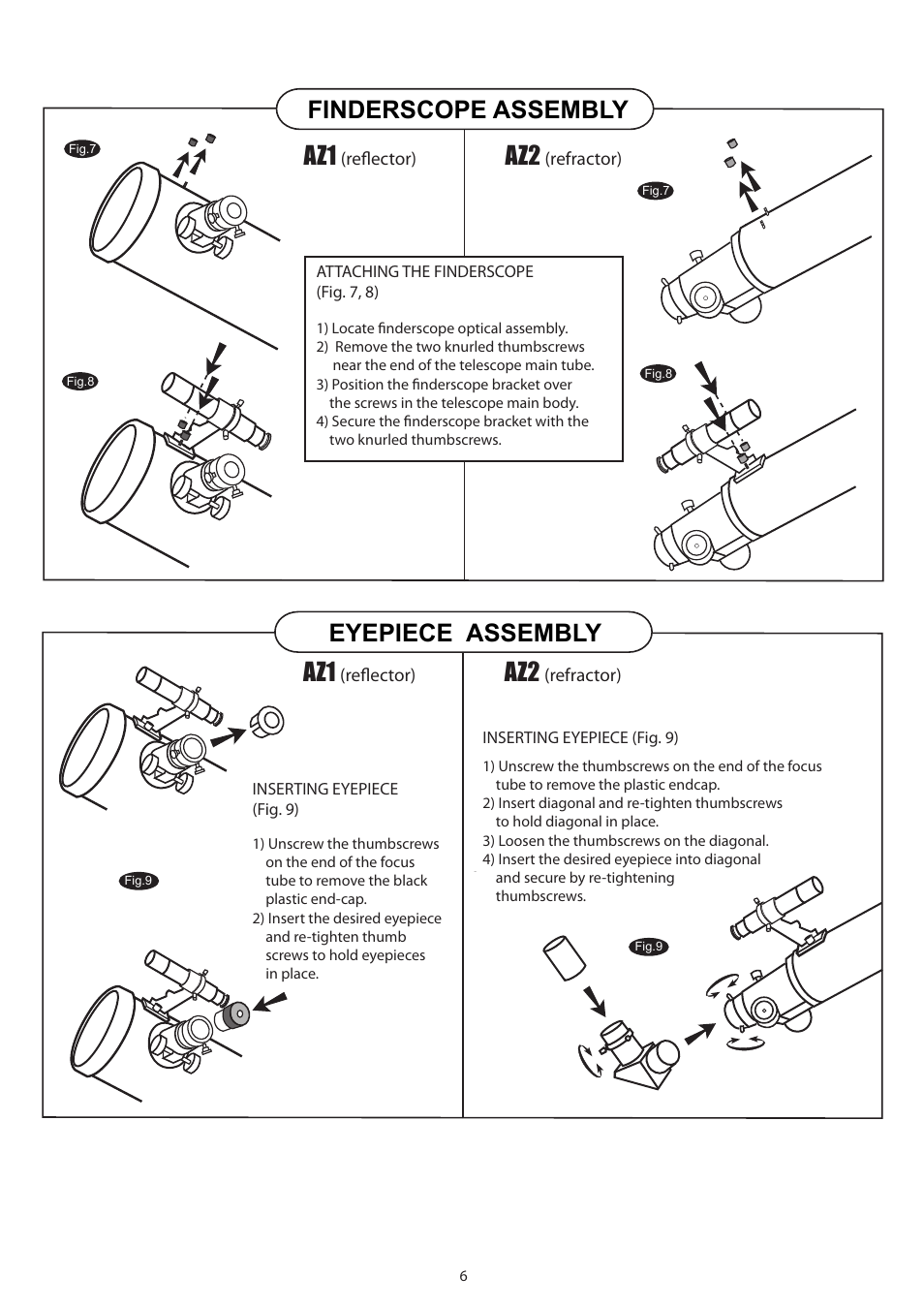 6new_english, Finderscope assembly eyepiece assembly | Sky-Watcher AZ3 MOUNT User Manual | Page 6 / 16