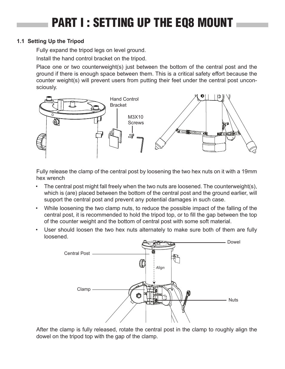 Part i : setting up the eq8 mount | Sky-Watcher EQ8 User Manual | Page 3 / 20