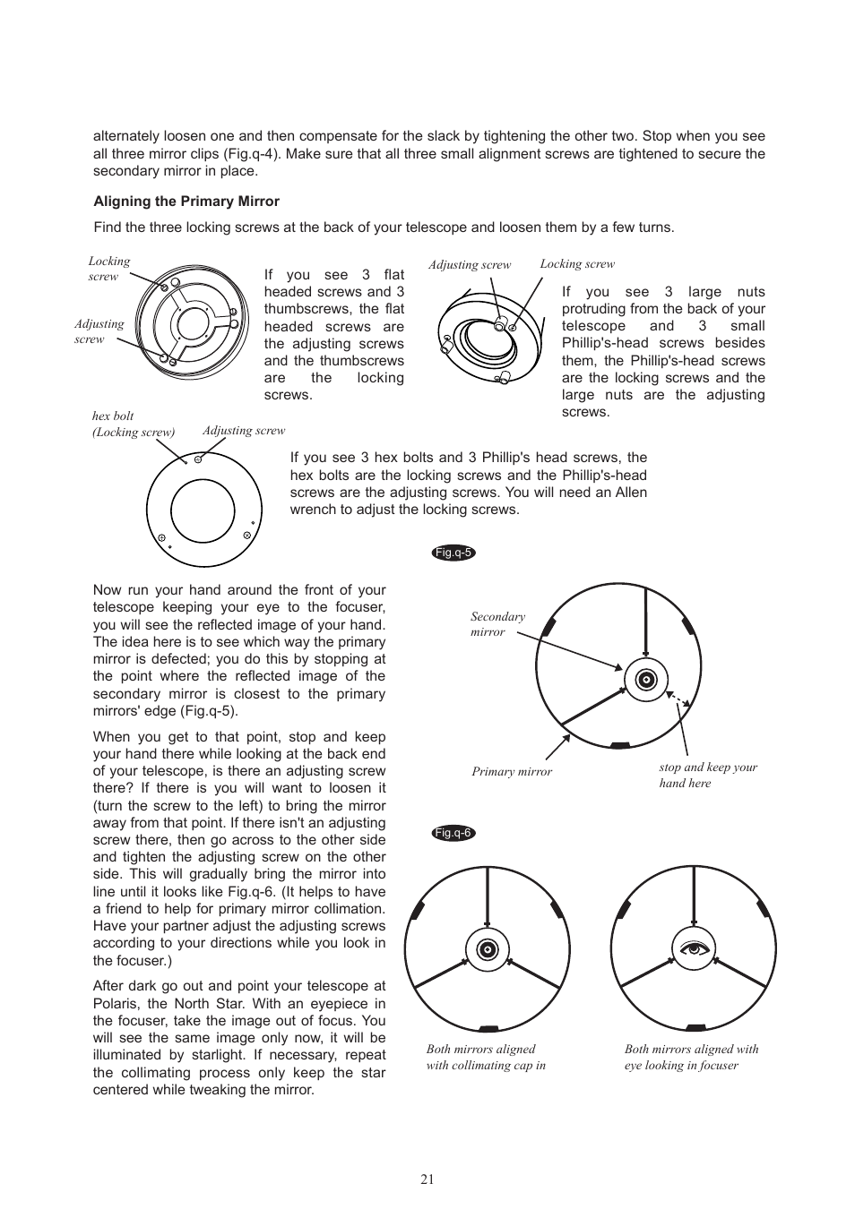 Proper care-collimating 2_english | Sky-Watcher EQ5 MOUNT User Manual | Page 21 / 27