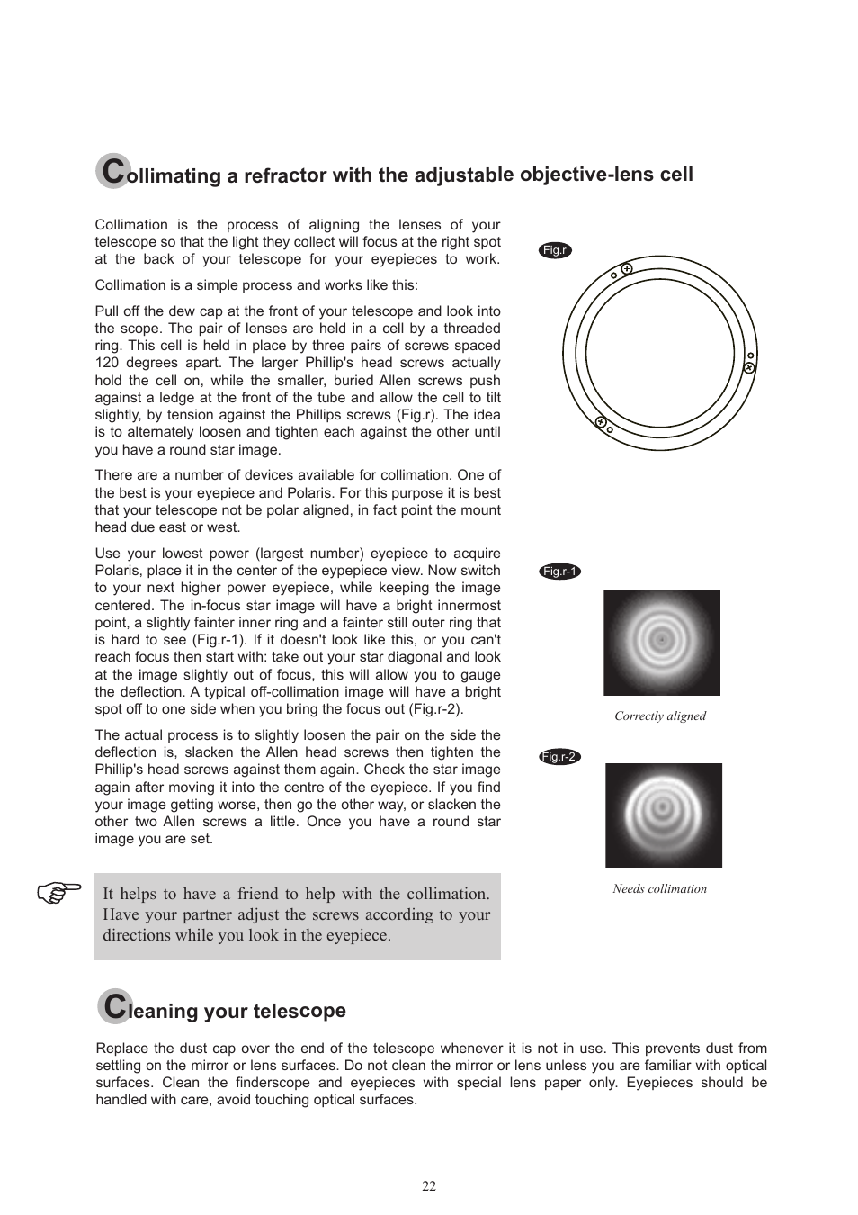 Proper care-cleaning_english, Leaning your telescope | Sky-Watcher EQ5 MOUNT User Manual | Page 22 / 27