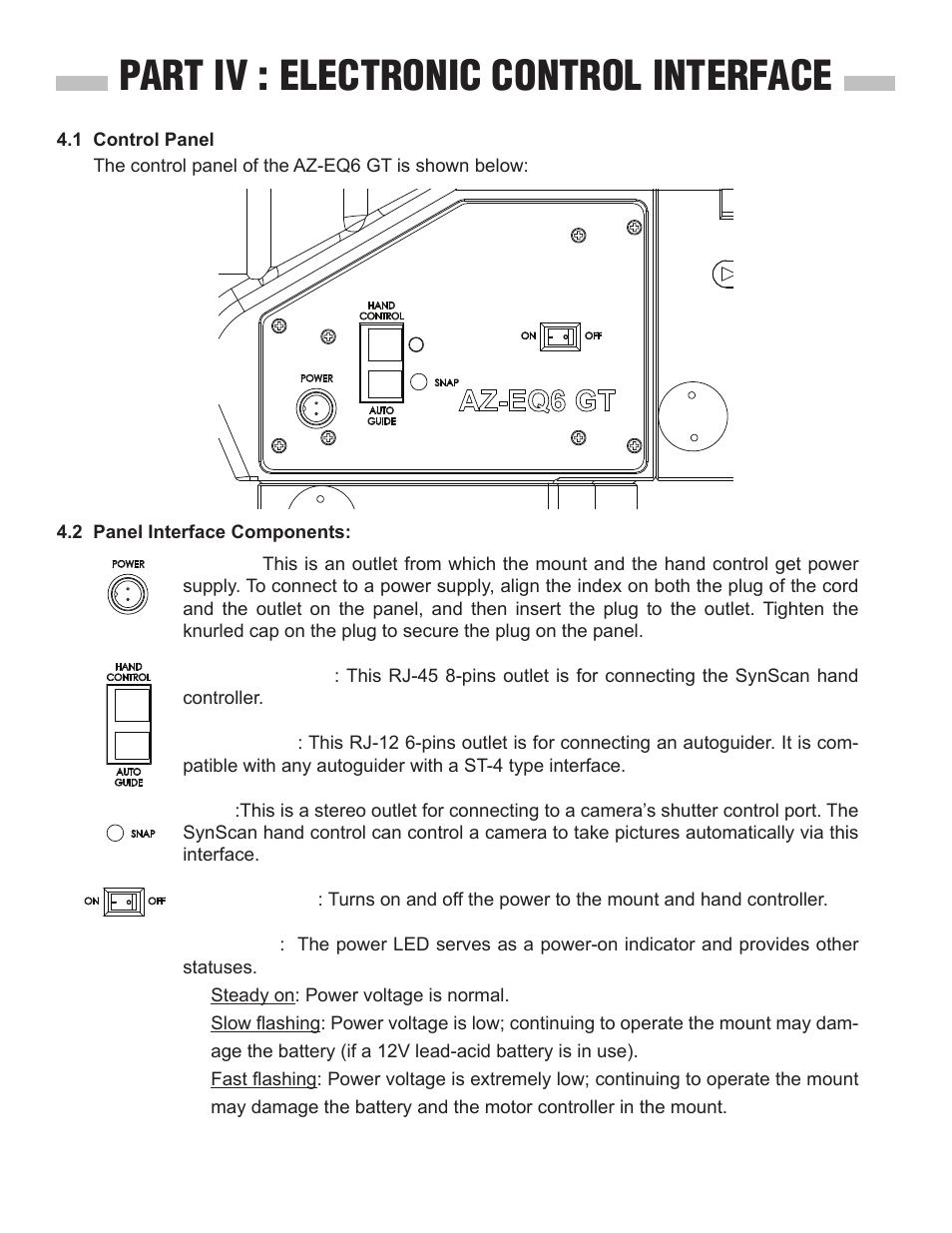 Part iv : electronic control interface | Sky-Watcher AZ EQ6 User Manual | Page 16 / 20
