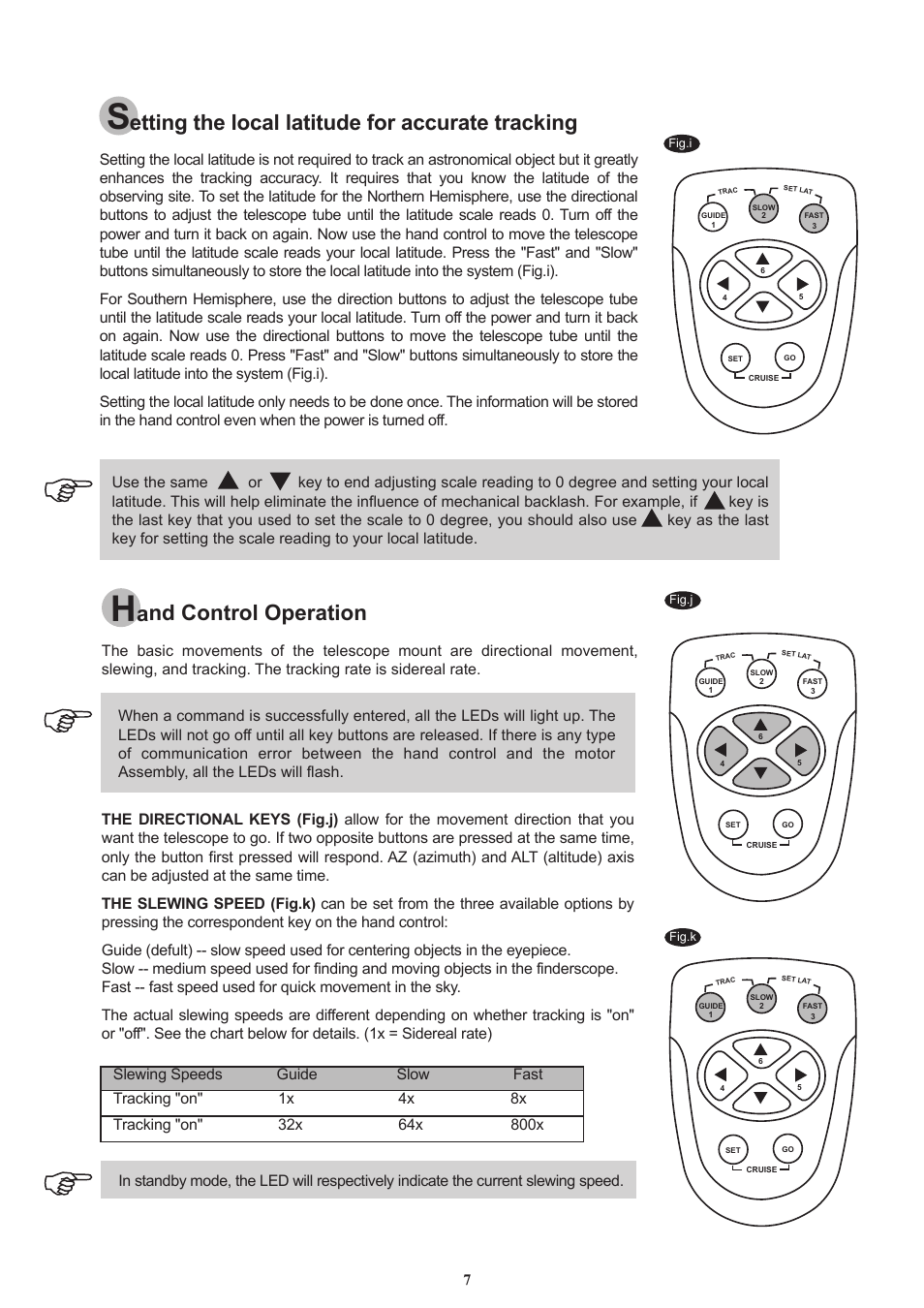 Etting the local latitude for accurate tracking, And control operation | Sky-Watcher AutoTracking114(old) User Manual | Page 7 / 11