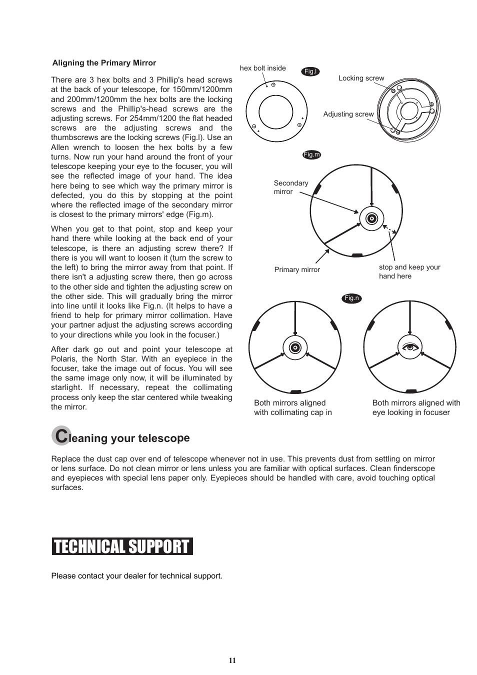 11_english, Technical support, Leaning your telescope | Sky-Watcher DOB10 User Manual | Page 11 / 12