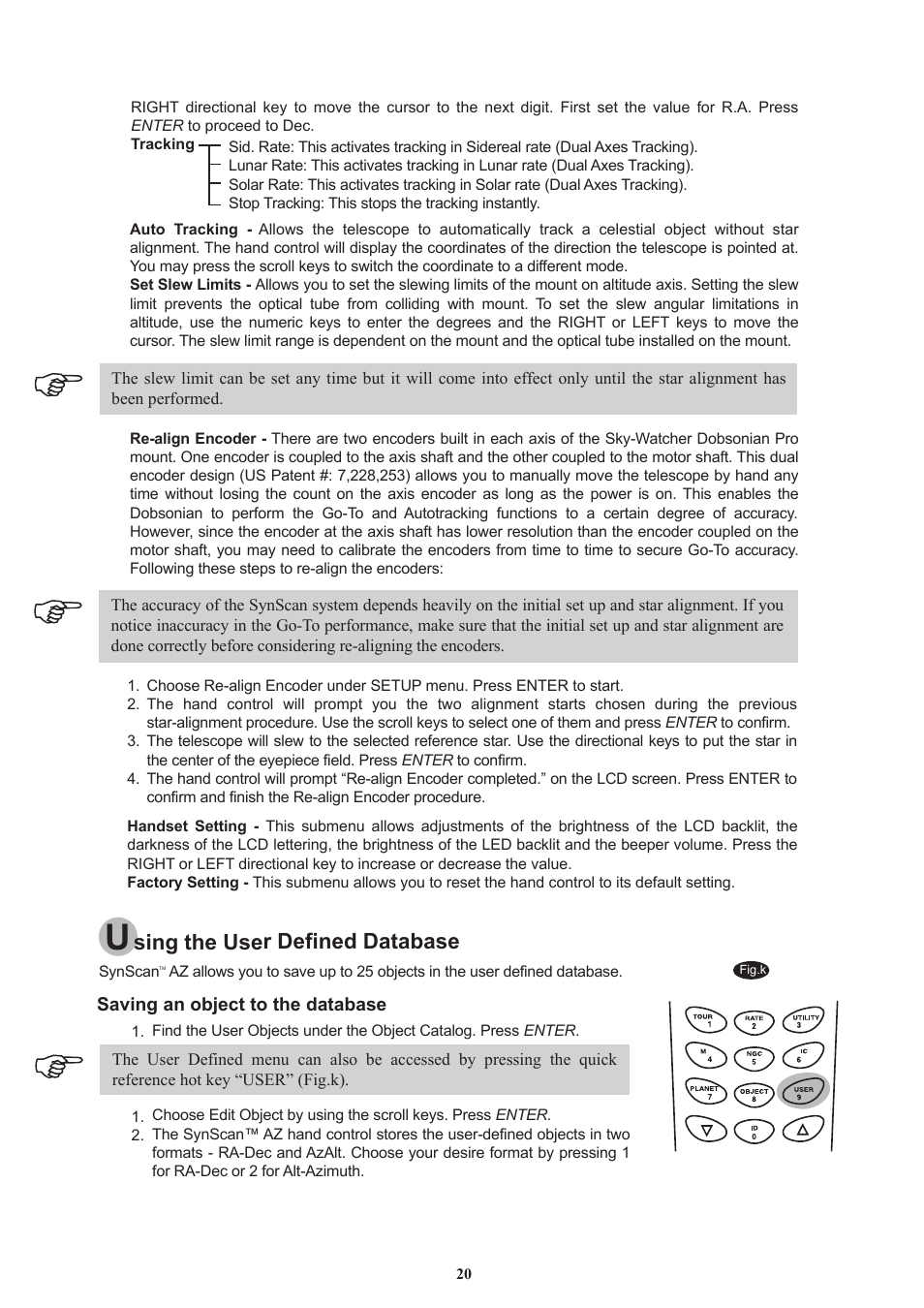 Sing the user defined database | Sky-Watcher DOB16 User Manual | Page 20 / 29