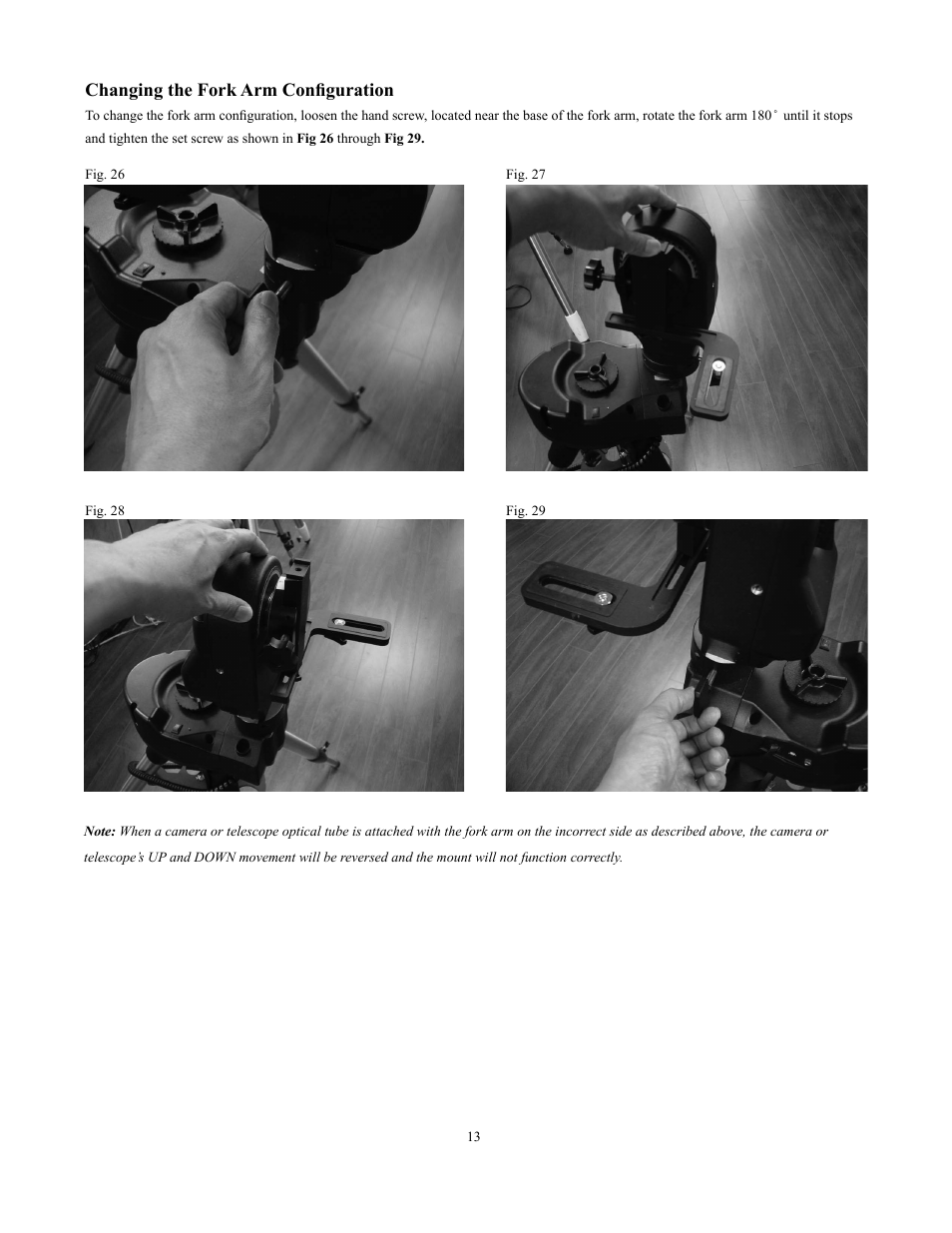Changing the fork arm configuration | Sky-Watcher Multi-Purpose Computerized Mount User Manual | Page 13 / 44