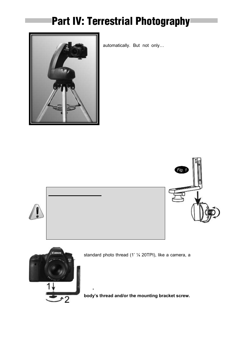 Installing the mounting bracket, Part iv: terrestrial photography | Sky-Watcher Star Discovery User Manual | Page 12 / 28