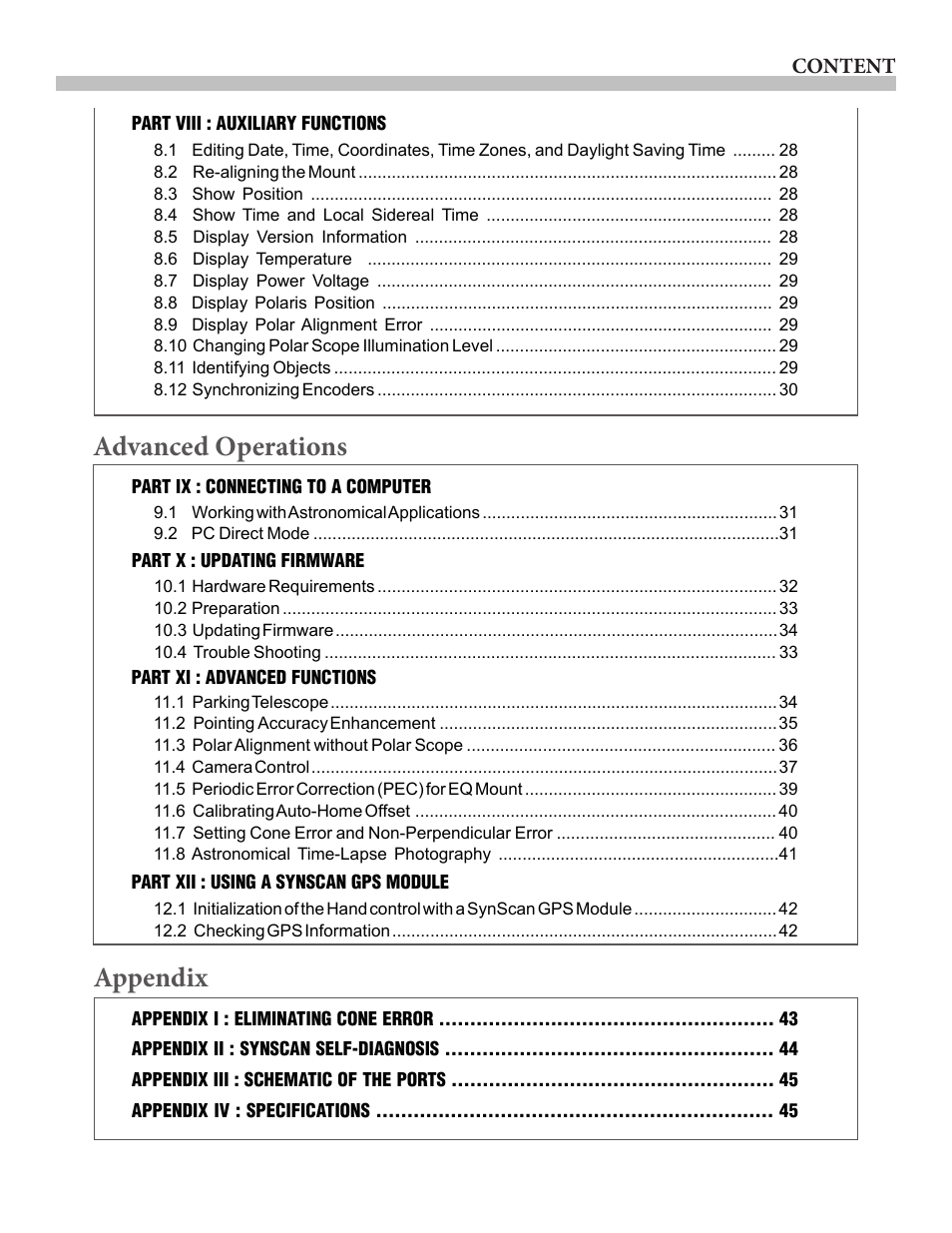 Advanced operations appendix | Sky-Watcher SynScan V3 Hand Controller User Manual | Page 3 / 46