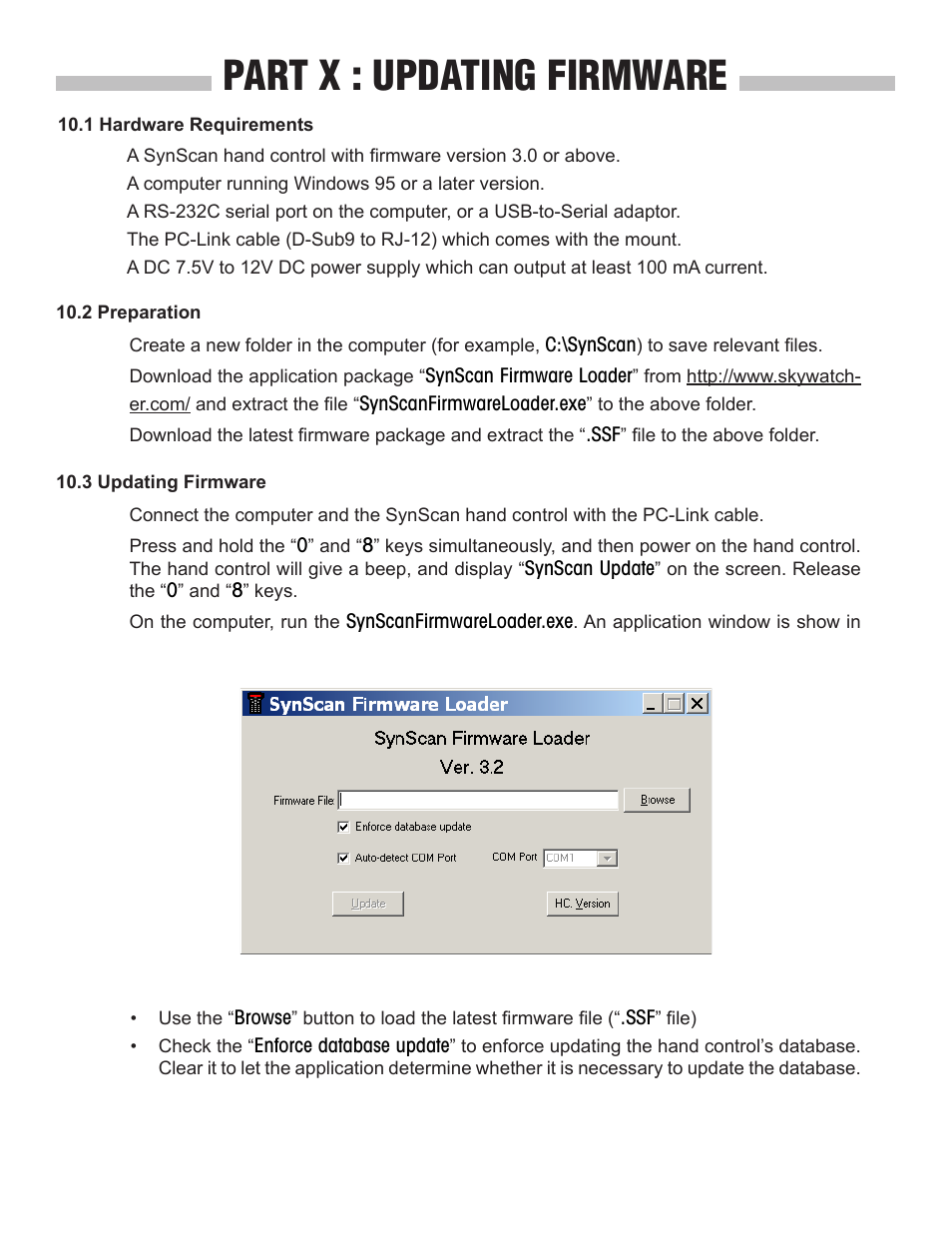 Part x : updating firmware | Sky-Watcher SynScan V3 Hand Controller User Manual | Page 32 / 46