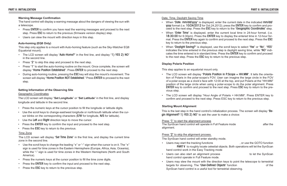 Sky-Watcher Synscan Hand Control User Manual | Page 5 / 23