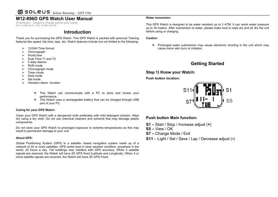 Soleus GPS Vibe (SG102) - Manual User Manual | 14 pages