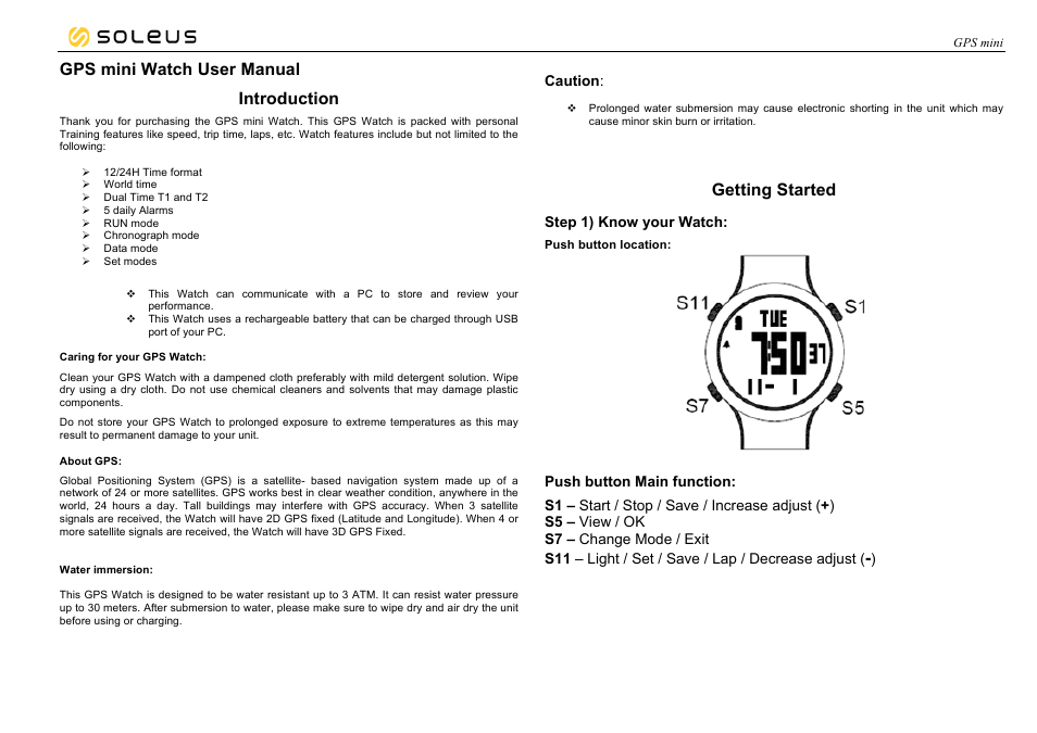 Soleus GPS mini (SG006) - Manual User Manual | 12 pages