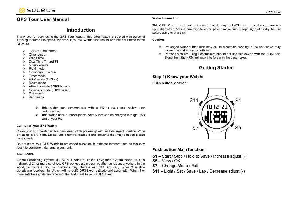 Soleus GPS Tour (SG004) - Manual User Manual | 26 pages