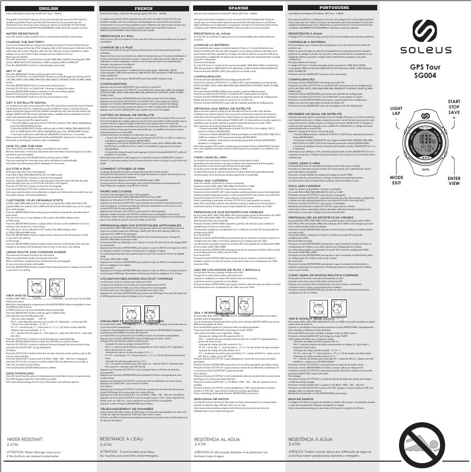 Soleus GPS Tour (SG004) - Quick Start Guide User Manual | 2 pages