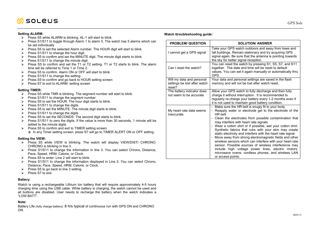 Soleus GPS Sole (SG007) - Manual User Manual | Page 15 / 15