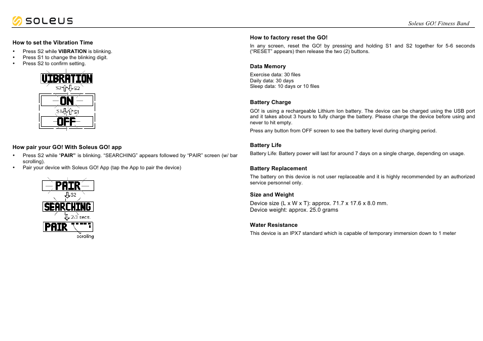 Soleus GO! Fitness Band (SF002) - Manual User Manual | Page 8 / 8