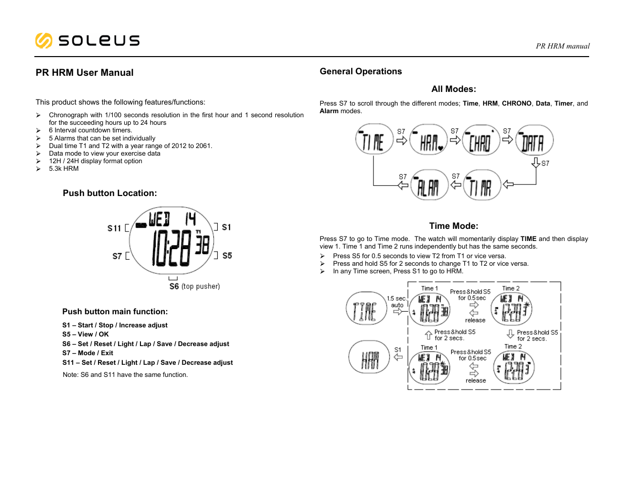 Soleus P.R. HRM (SH009) - Manual User Manual | 7 pages