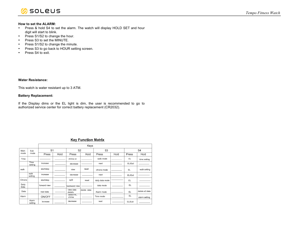 Soleus Tempo (SF001) - Manual User Manual | Page 5 / 5
