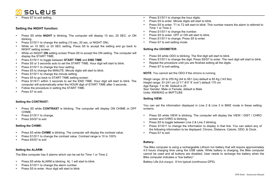 Soleus GPS Draft (SG200) - Manual User Manual | Page 9 / 11