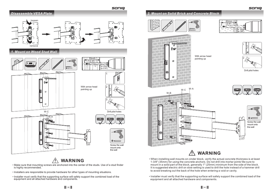 Warning | SONIQ AWM1521 User Manual | Page 3 / 6