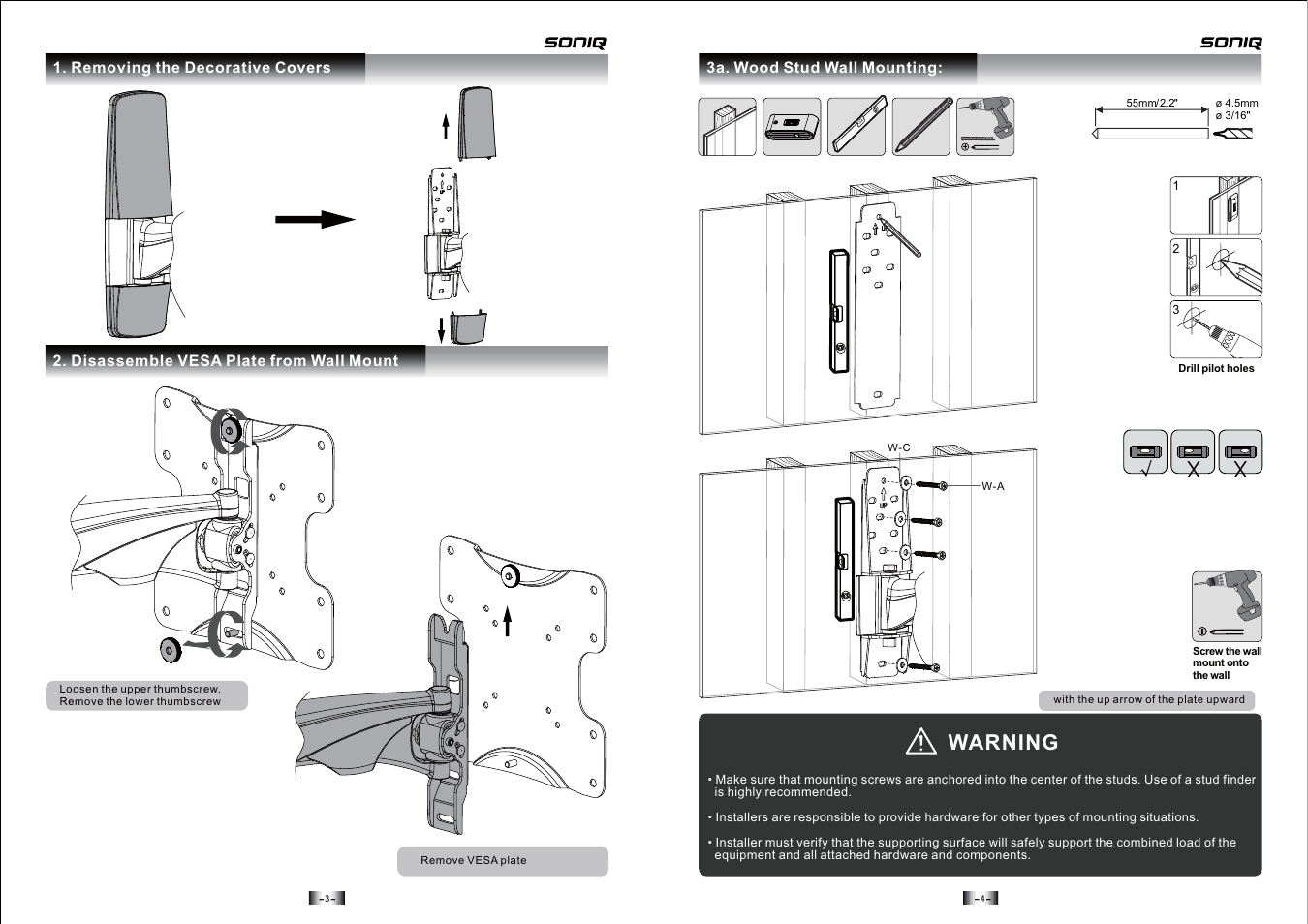 Warning | SONIQ AWM1701 User Manual | Page 3 / 6