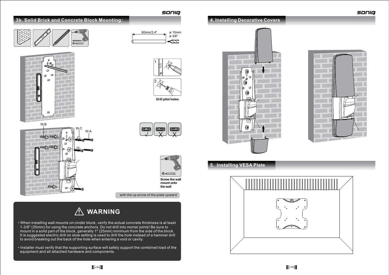 Warning | SONIQ AWM1701 User Manual | Page 4 / 6