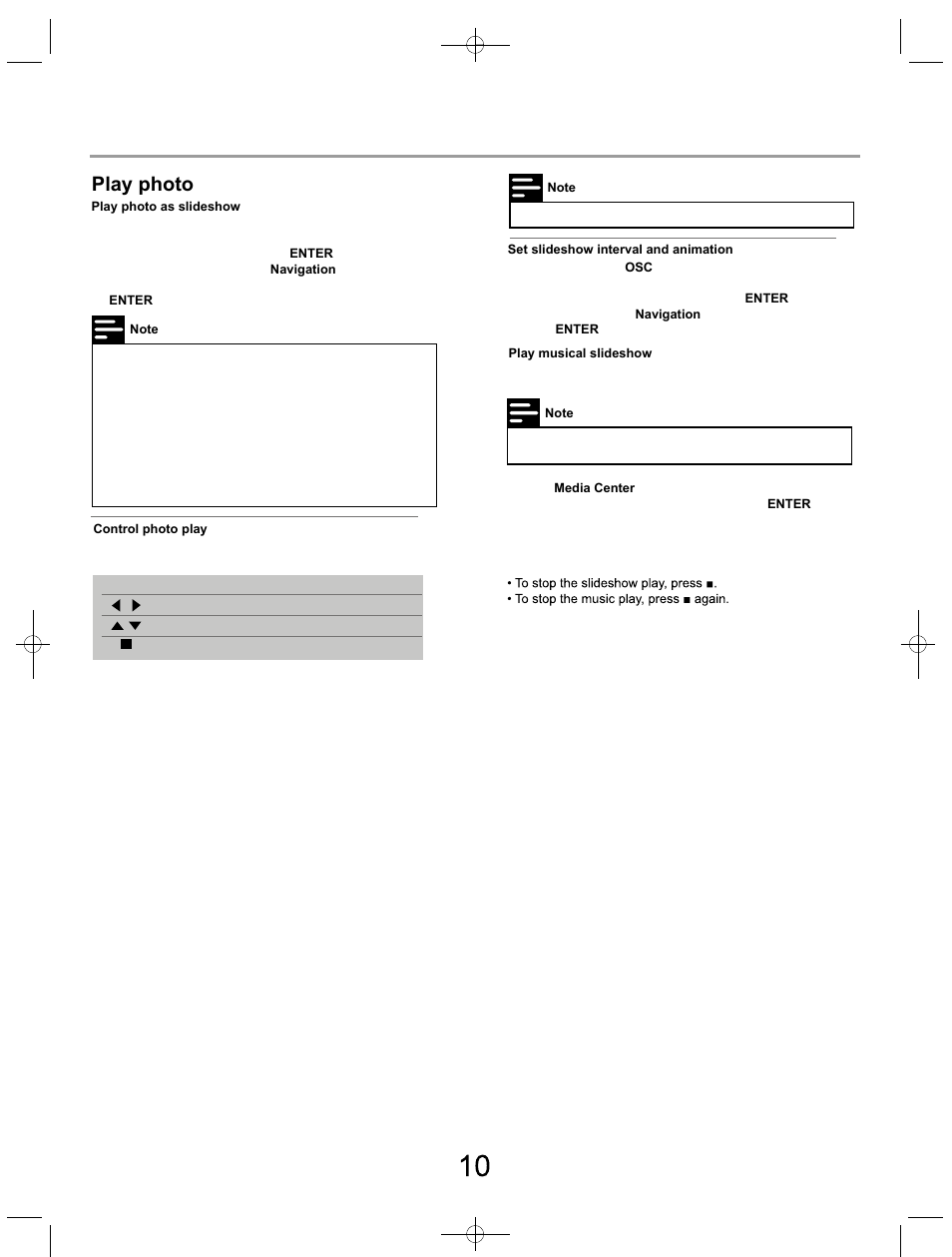 Play, Play photo | SONIQ B100 User Manual | Page 12 / 20