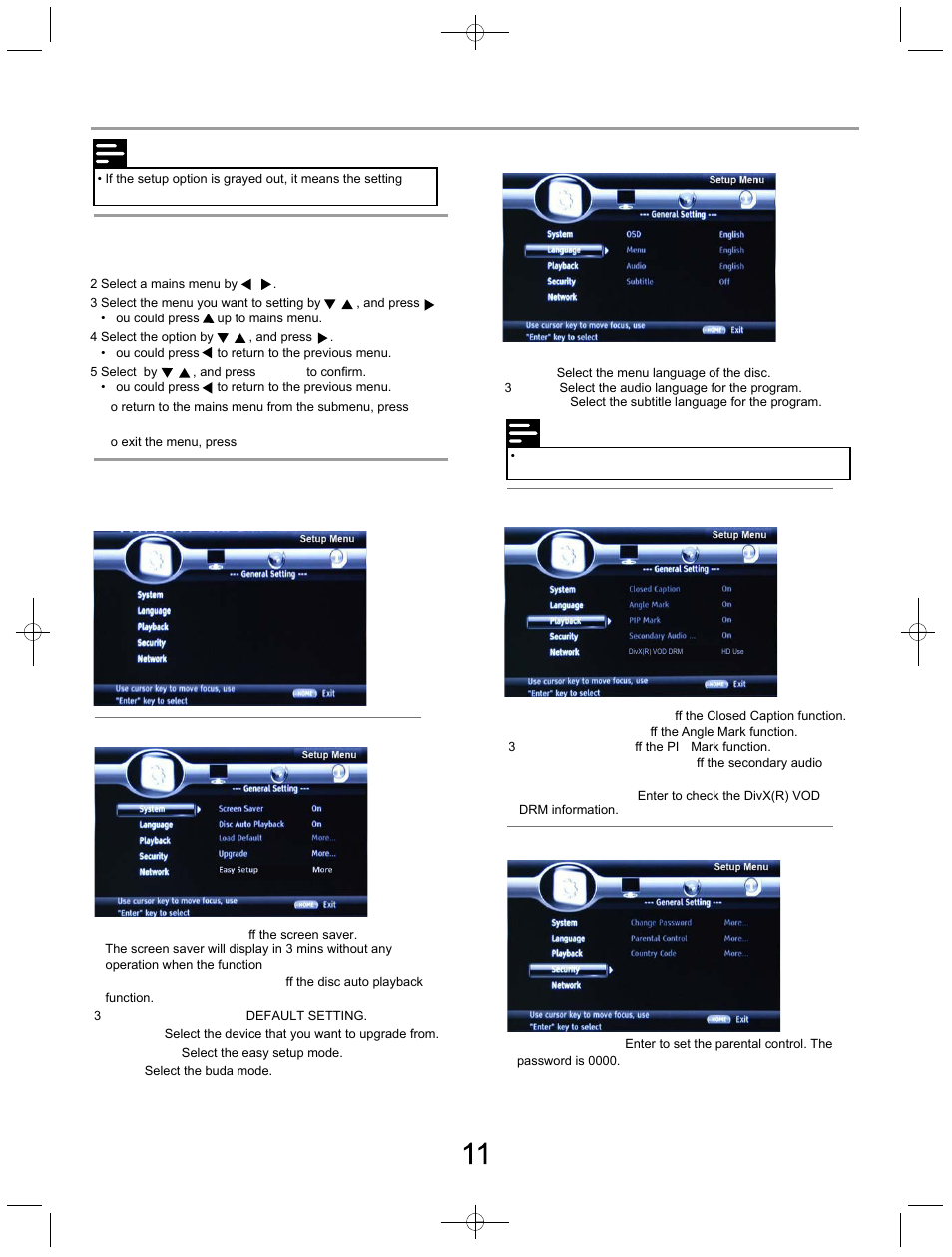Settings, General setting basic operation for the menu | SONIQ B100 User Manual | Page 13 / 20