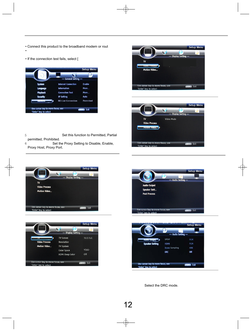 Settings, Display setting, Audio setting | SONIQ B100 User Manual | Page 14 / 20