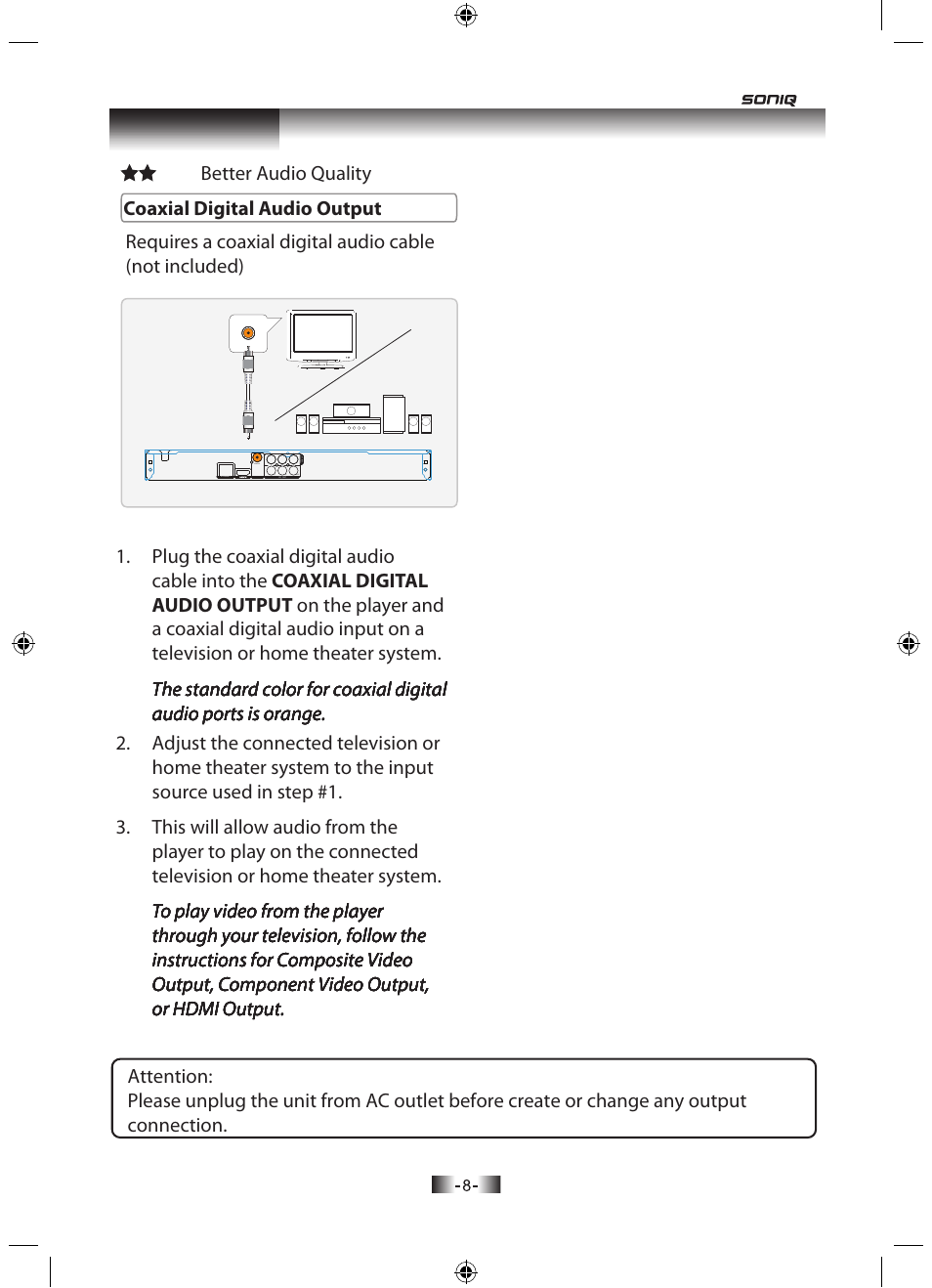 Connection | SONIQ B501 User Manual | Page 10 / 20