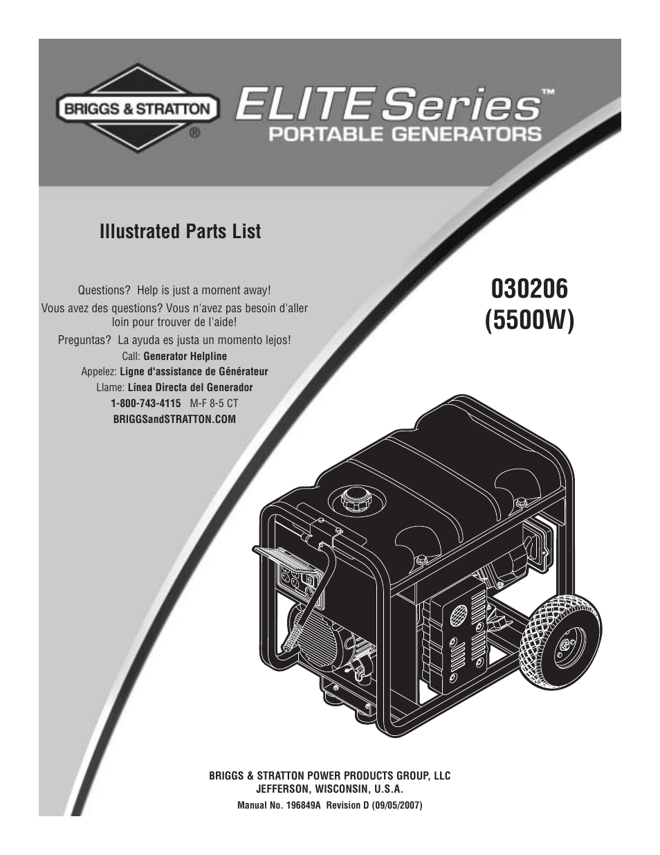 Briggs & Stratton Elite 030206 User Manual | 6 pages