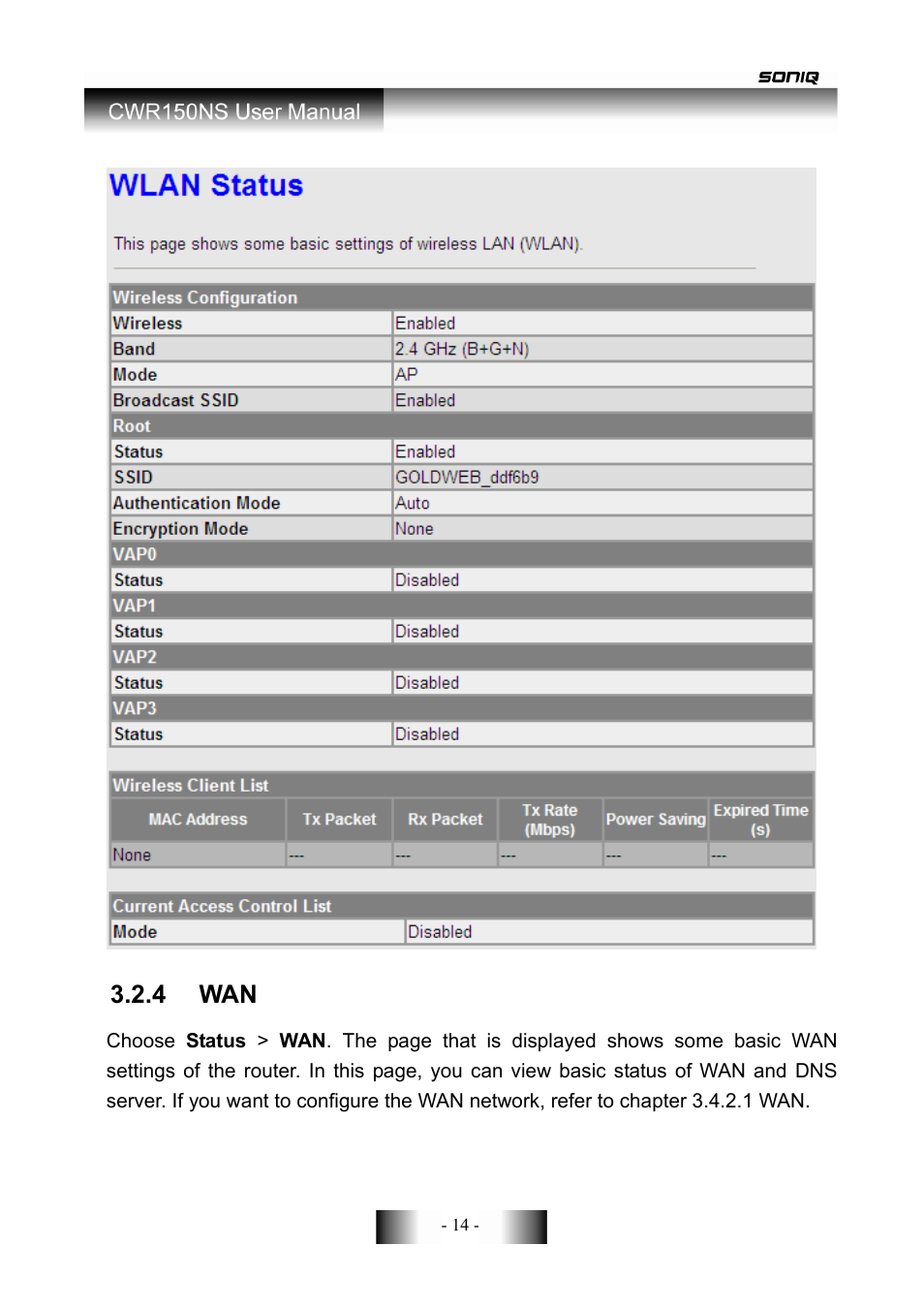 4 wan | SONIQ CWR150NS User Manual | Page 15 / 90