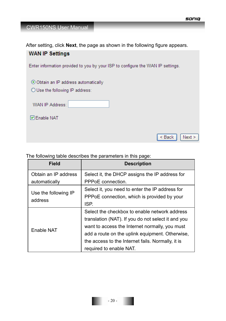 SONIQ CWR150NS User Manual | Page 21 / 90