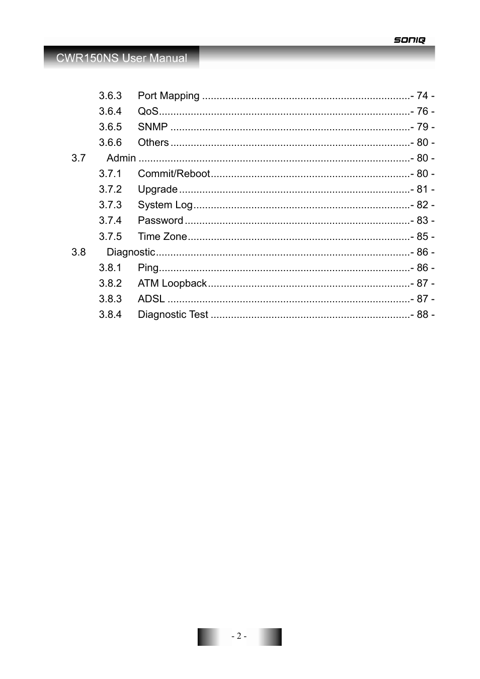 SONIQ CWR150NS User Manual | Page 3 / 90