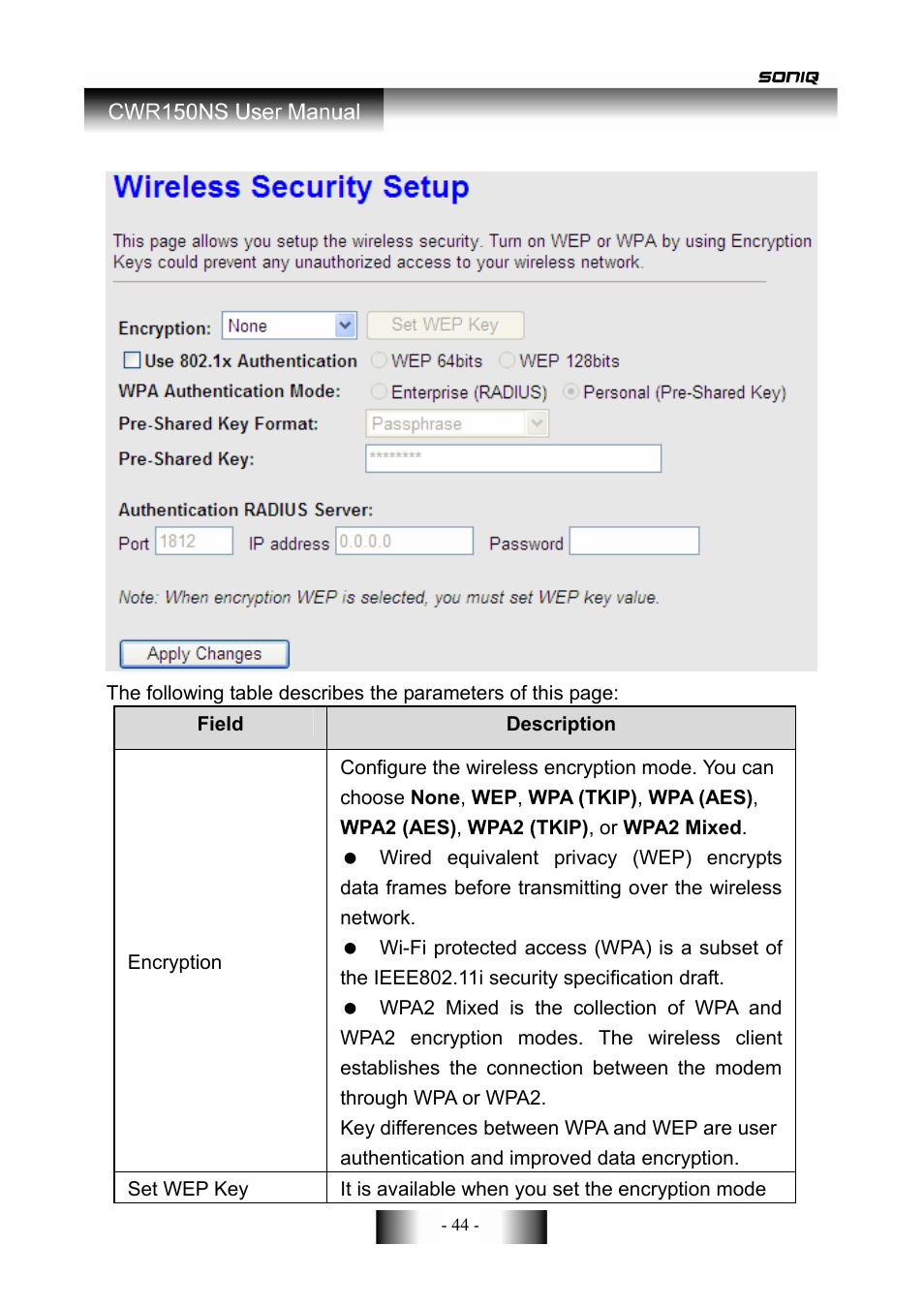 SONIQ CWR150NS User Manual | Page 45 / 90