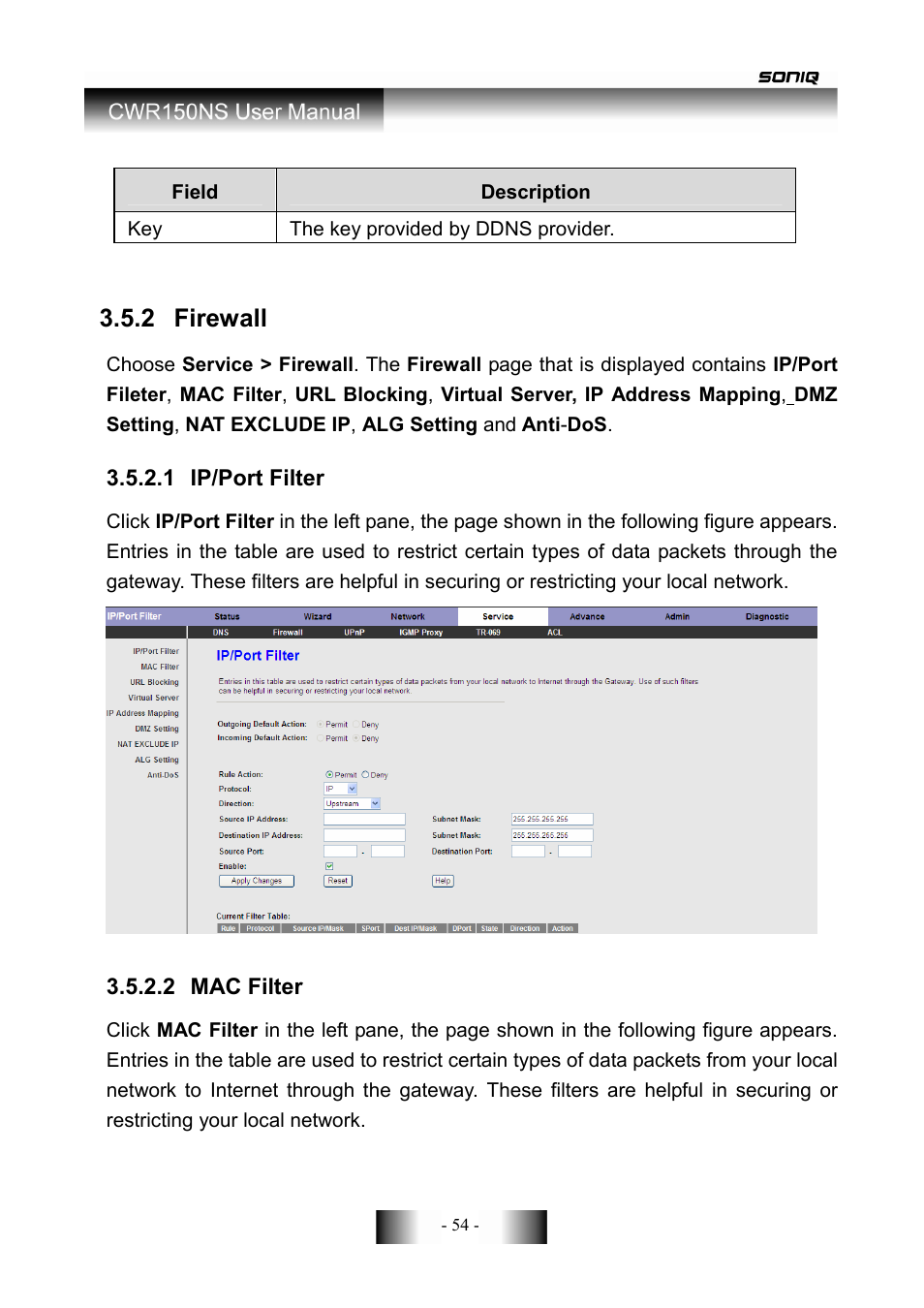 2 firewall | SONIQ CWR150NS User Manual | Page 55 / 90