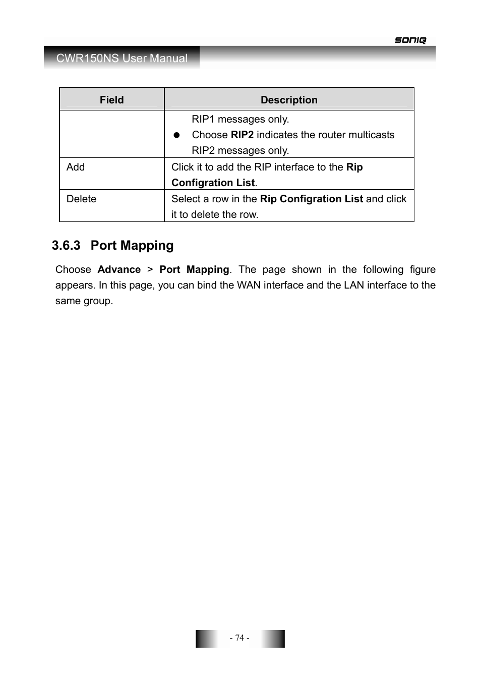 3 port mapping | SONIQ CWR150NS User Manual | Page 75 / 90