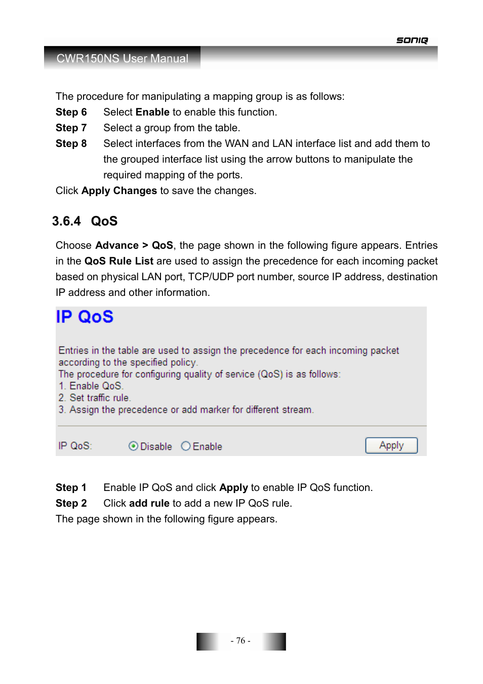 4 qos | SONIQ CWR150NS User Manual | Page 77 / 90