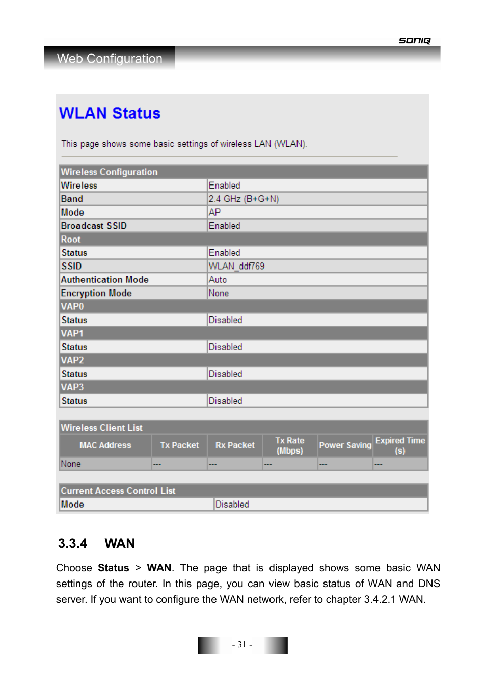 4 wan | SONIQ CWR300ND User Manual | Page 33 / 101