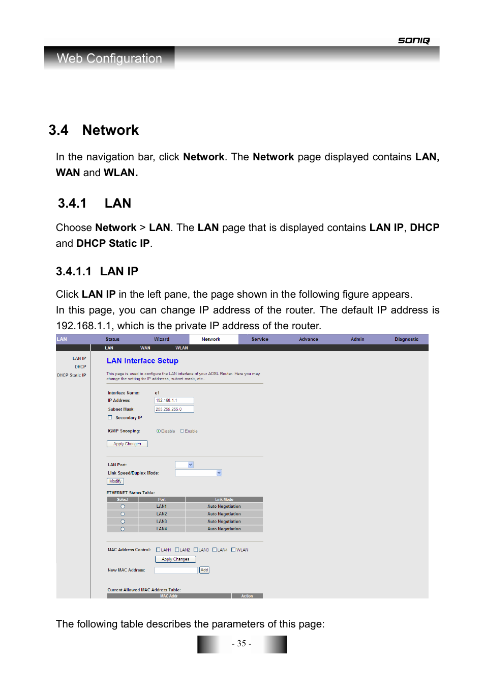4 network | SONIQ CWR300ND User Manual | Page 37 / 101
