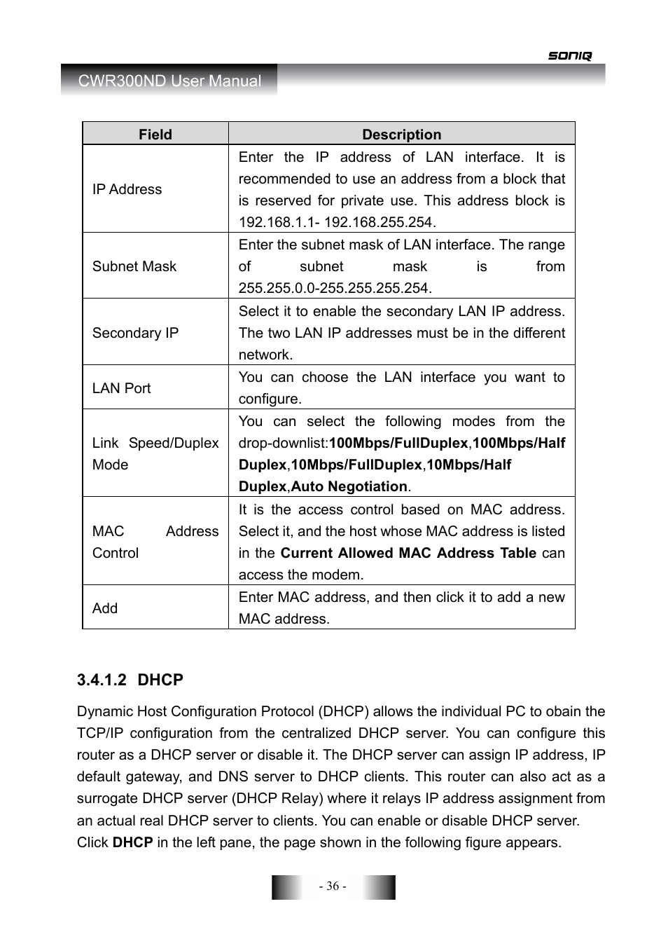 SONIQ CWR300ND User Manual | Page 38 / 101