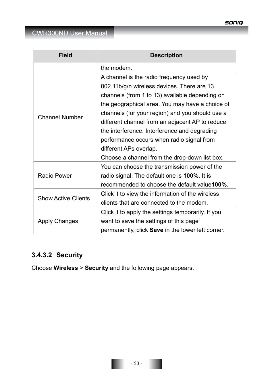 SONIQ CWR300ND User Manual | Page 52 / 101