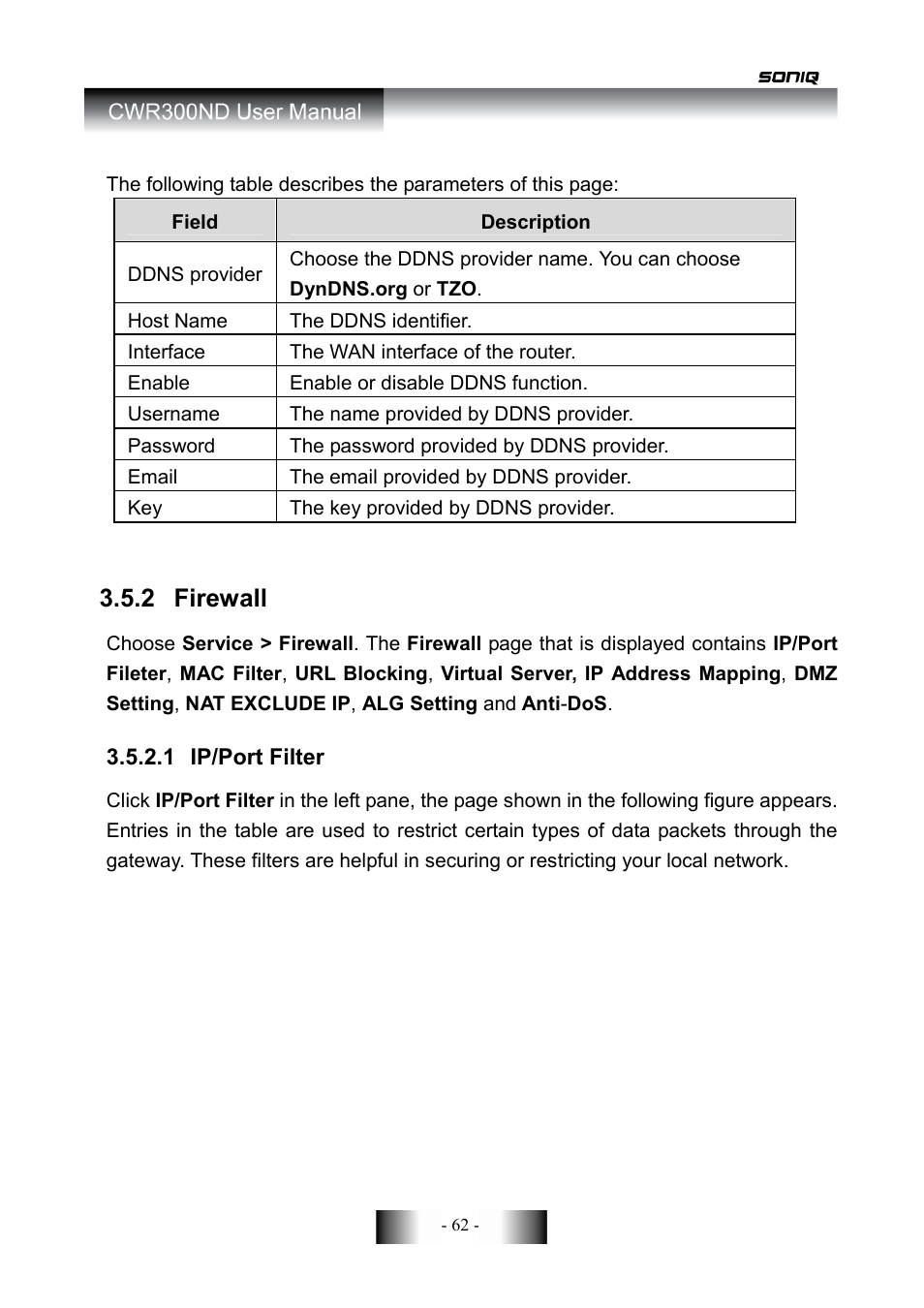 2 firewall | SONIQ CWR300ND User Manual | Page 64 / 101