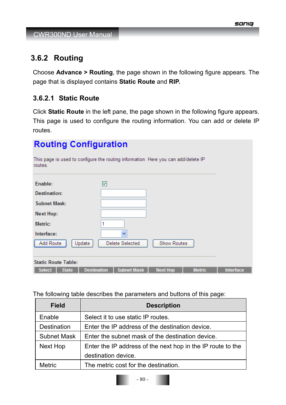 2 routing | SONIQ CWR300ND User Manual | Page 82 / 101