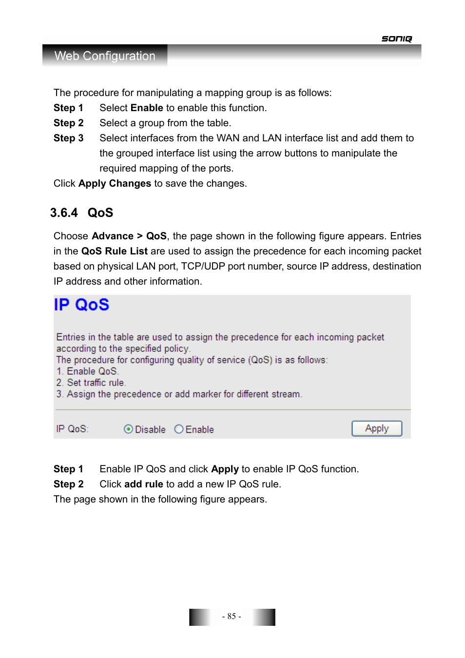 4 qos | SONIQ CWR300ND User Manual | Page 87 / 101