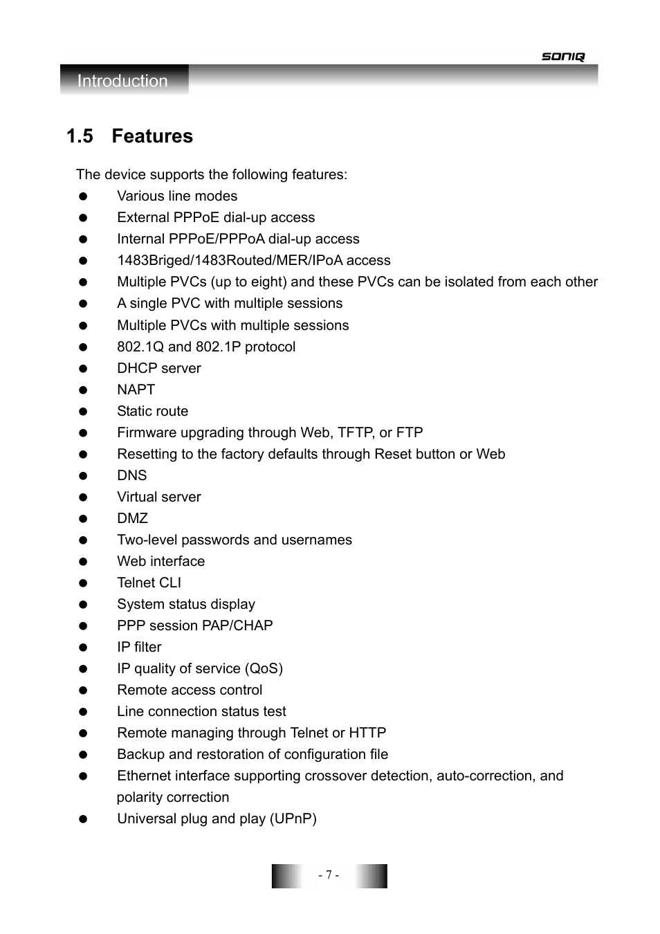 5 features | SONIQ CWR300ND User Manual | Page 9 / 101