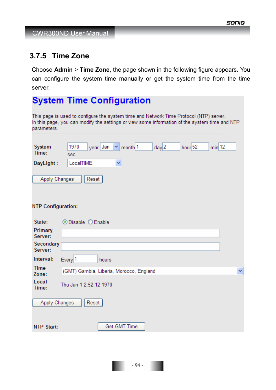 5 time zone | SONIQ CWR300ND User Manual | Page 96 / 101